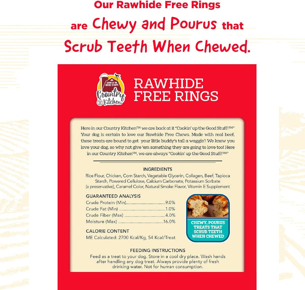 Country Kitchen Rawhide Free Beef Rings Dog Chews, 7 Count7