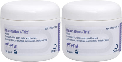 Miconahex+Triz Wipes, 2.25" round for Dogs, Cats and Horses, 50 Count Jar | Antibiofilm, Moisturizing; Packaging May Vary8