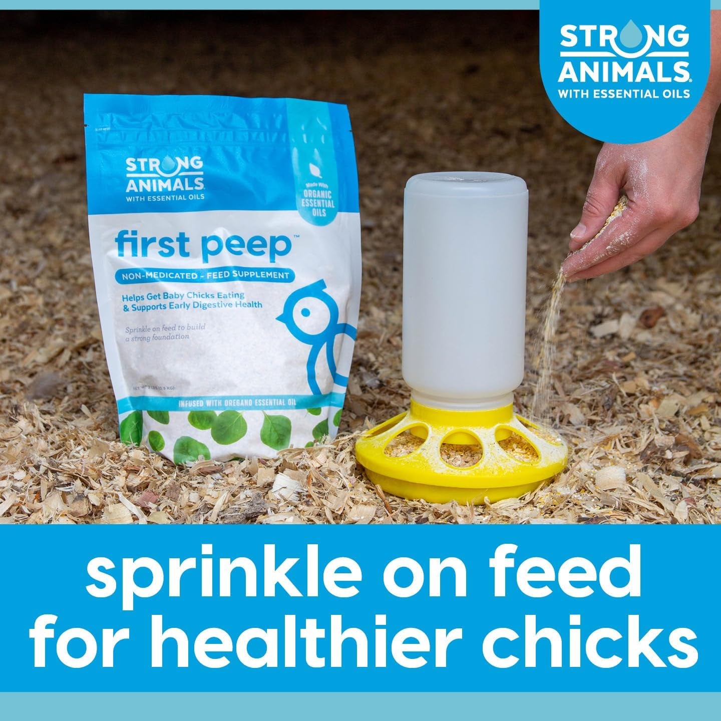first-peep-chick-feed-supplement-with-oregano-oil-2-lb-non-medicated-organic-oregano-oil-kelp-prebiotics-helps-chicks-start-eating-sooner-supports-early-digestive-health