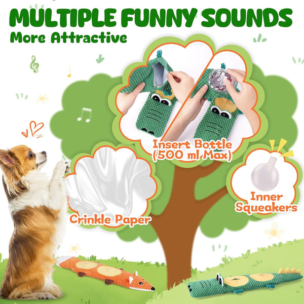 XIUGOAL Dog Toys for Aggressive Chewers, 2 Pack No Stuffing Dog Toys for Boredom and Teething, Squeaky Chew Toy for Small, Medium Breed to Keep Them Busy5