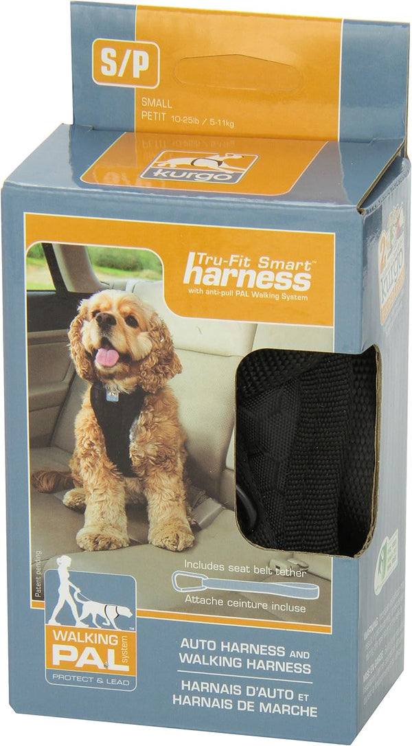 Kurgo Tru-Fit Smart Harness, Black, Small | Dog Walking Harness with Quick Release Buckles, Front & Back Leash Attachments, Reflective Trim, Includes Seatbelt Tether6