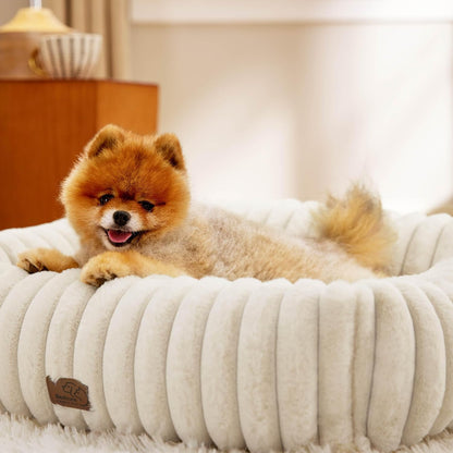 Bedsure Comfyfleece™ Cute Dog Bed for Small Medium Dogs Washable,25In Cream | Furry Puppy Beds,Square Rectangle Orthopedic Corduroy Aesthetic Pet Beds,Removable Zipper Cover,Non-Slip Bottom,Up to 15 Lbs8