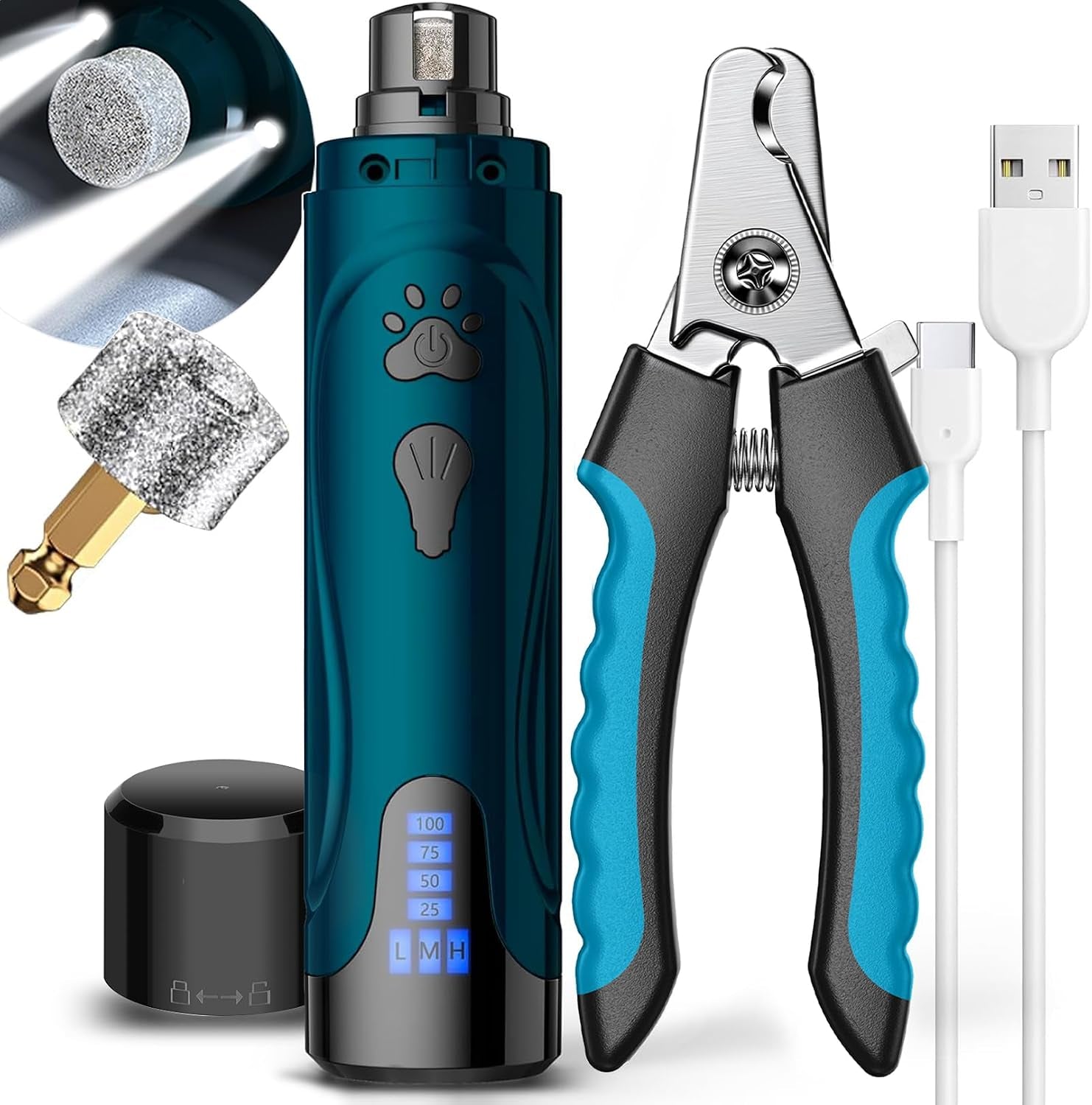 yabife-super-quiet-dog-nail-grinder-clippers-kit-with-2-led-lights-3-speeds-up-to-12-000-rpm-lower-than-30db-electric-pet-nail-trimmer-for-small-medium-large-dogs-and-cats