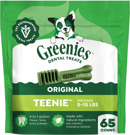 Greenies Teenie Original Natural Dental Dog Treats, Chicken, 43 Count | Clinically-Proven, Veterinarian-Recommended, 47% Less Tartar & 40% Less Plaque in 28 Days, for Dogs 5-15 Lbs, 12 Oz. Pack13