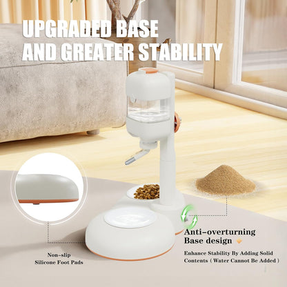 Pet Bowls with Weaning Bottles,3 in 1 Height Adjustable Water Dispenser for Dogs,15°Tilted Food Bowls for Small Dogs,Puppy Feeding,Pet Food Bowls for Cats,Rabbits,Ferrets3