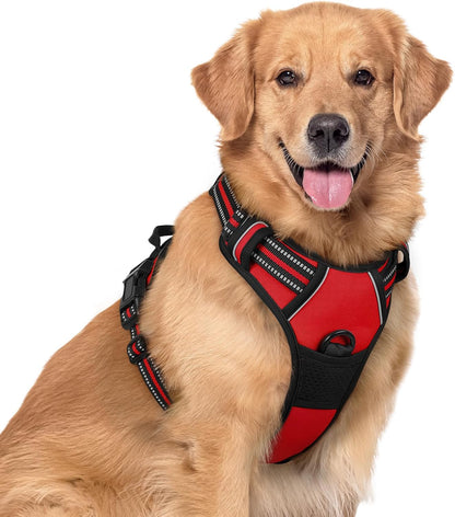 Rabbitgoo Dog Harness, No Pull for Large Dogs with 2 Leash Clips, Pet Vest | No Choke with Handle, Adjustable Soft Padded, Reflective, Easy Control for Walking, Black, Large95