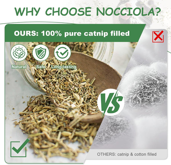 Nocciola 3 Pack Catnip Toys for Cats, Funny Cat Toys Filled with 100% Pure Organic Catnip, Safe Kitten Teething Chew and Kicker Toys, Stress Relieving Fun for Indoor Cats2