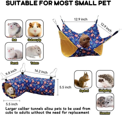 EAEDMY Guinea Pig Rat Ferret Hammock, Small Animal Corner Tunnel & Tubes & Bed for Hedgehog Piggy Chinchilla Hideout Toys and Cage Accessories4