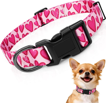 Kazazoo Dog Collar Cute and Soft Nylon Puppy Collar Girl Dogs, Adjustable Purple Dog Collars for Medium Dogs, Purple Flowers-M51