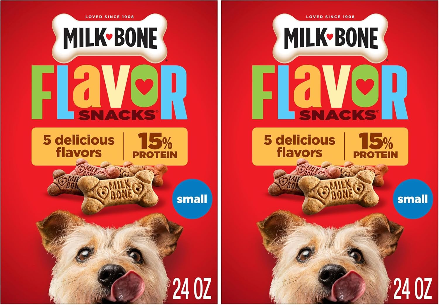 milk-bone-flavor-snacks-mini-s-dog-biscuits-flavored-crunchy-dog-treats-36-oz-canister-5-calories-per-treat-15-protein-3-flavors-per-canister-beef-chicken-bacon-naturally-artificially-flavored
