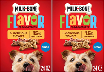Milk-Bone Flavor Snacks Mini’S Dog Biscuits, Flavored Crunchy Dog Treats, 36 Oz. Canister | 5 Calories per Treat, 15% Protein, 3 Flavors per Canister (Beef, Chicken & Bacon, Naturally & Artificially Flavored)13