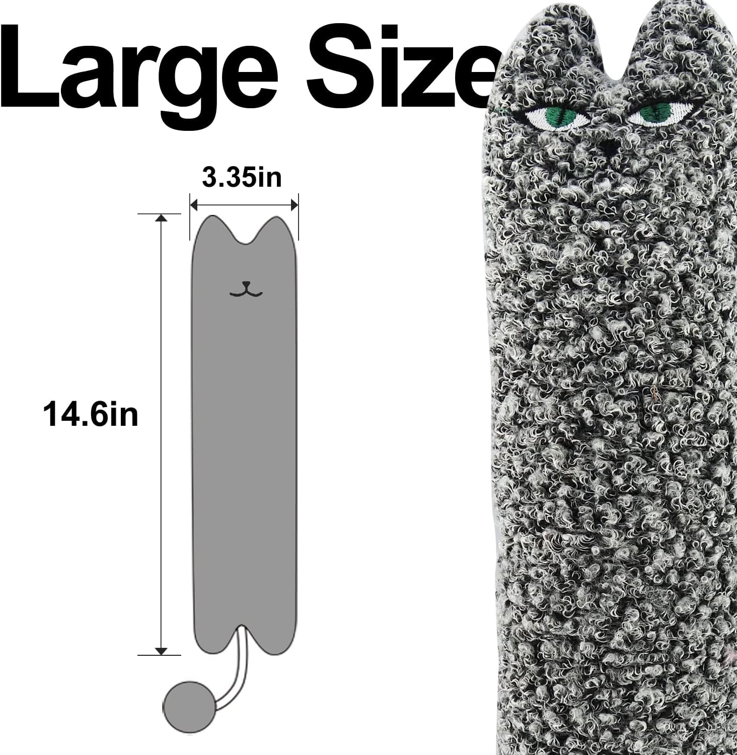 ttcat-14-6-inch-large-curly-plush-pillow-cat-kicker-toy-with-catnip-silvervine-powder-soft-stuffed-cat-chew-toy-with-tail-interactive-toy-for-indoor-cats-and-kittensgrey