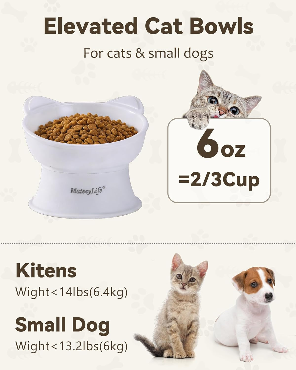 mateeylife-2-pack-elevated-cat-food-bowls-for-indoor-cats-kittens-raised-food-and-water-bowl-set-whisker-friendly-anti-vomit-feeding-pet-bowls-6-oz-each-dishwasher-safe-white-grey