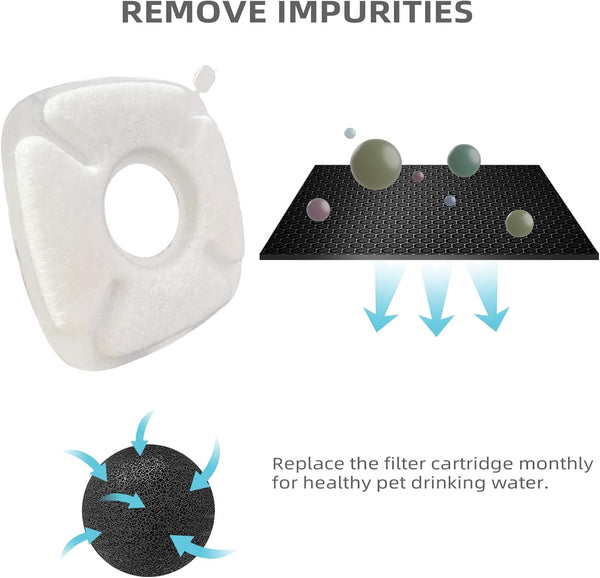 Cat Water Fountain Filter Pet Drinking Fountain Filter, Compatible with 67/95/135/85Oz Automatic Pet Dispenser, Triple Filtration Dog Fountain Filter, 4 Pack (4 Carbon Filters+4 Sponge Filters)6
