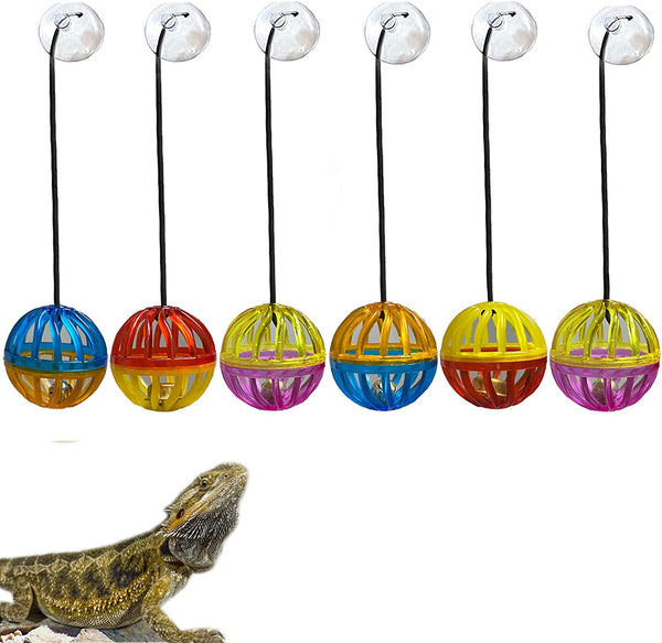6 Pack Bearded Dragon Toys Accessories,Bearded Dragon Toy Balls Bell,Fit for Lizard Small Reptile Habitat Terrarium Tank1