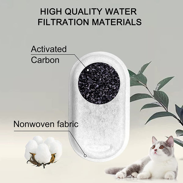 Cat Water Fountain Filters for 108/3.2L& 67Oz/2L Stainless Steel Pet Water Dispenser Fountain Filter Replacement with 8 Sponges (8 Filters&8 Sponges)4