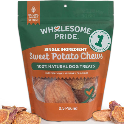 Wholesome Pride Healthy Sweet Potato Chews – Sensitive Stomach Dog Treats, No Preservatives, Single-Ingredient, No Grain, 16 Oz16