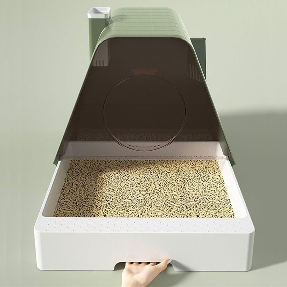 pet-supplies-enclosed-cat-litter-box-with-lid-anti-splash-drawer-scoop-pedalsgreen