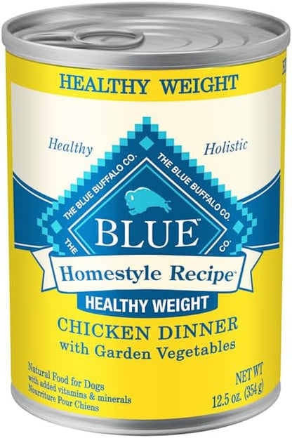 Blue Buffalo Homestyle Recipe Healthy Weight Chicken Dinner with Garden Vegetables Paté Natural Wet Dog Food, Made with Natural Ingredients, Vitamins & Minerals, 12.5-Oz. Can (12 Count)4