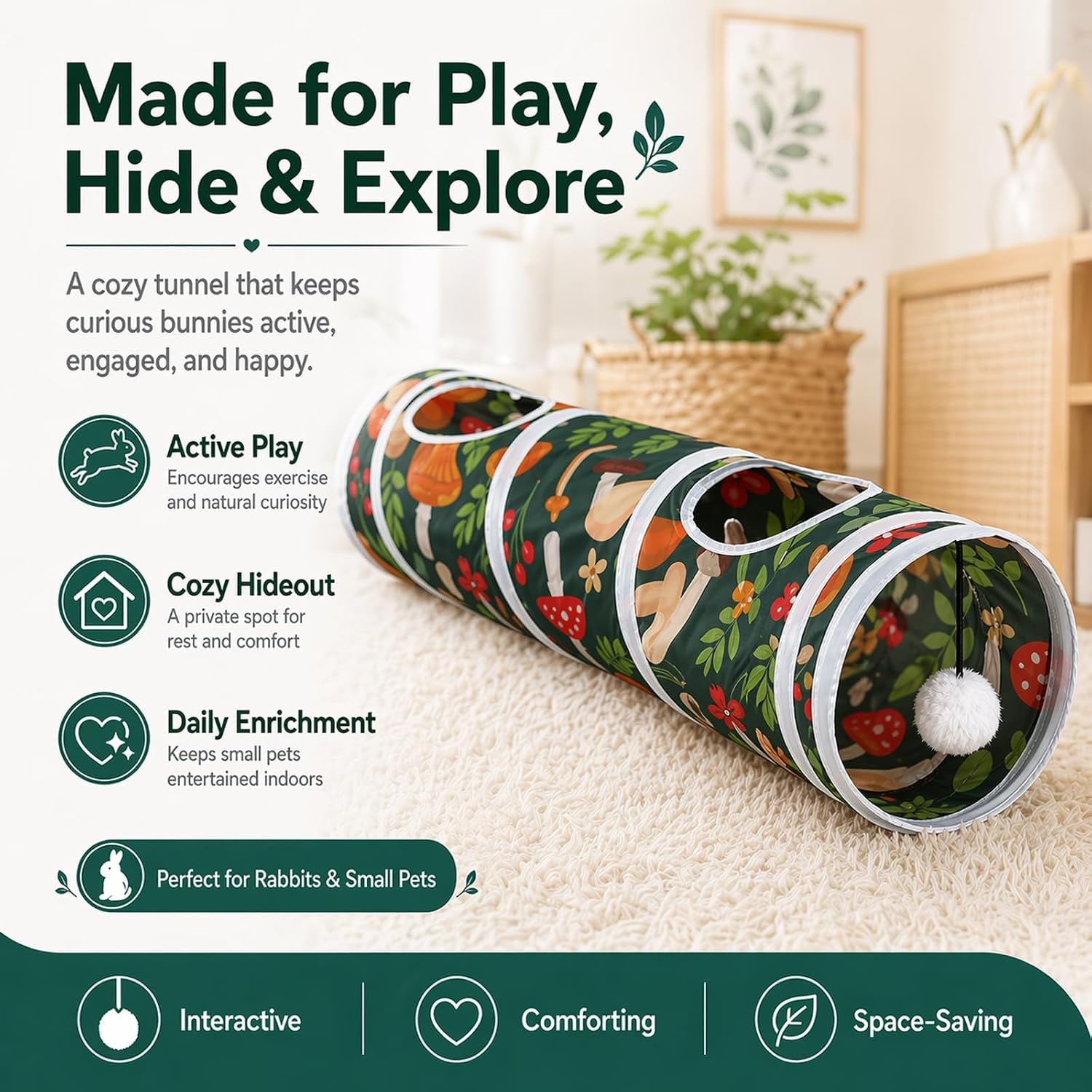 mechpia-rabbit-toys-large-bunny-hideout-tunnel-and-tube-for-rabbit-guinea-pig-chinchilla-ferret-rat