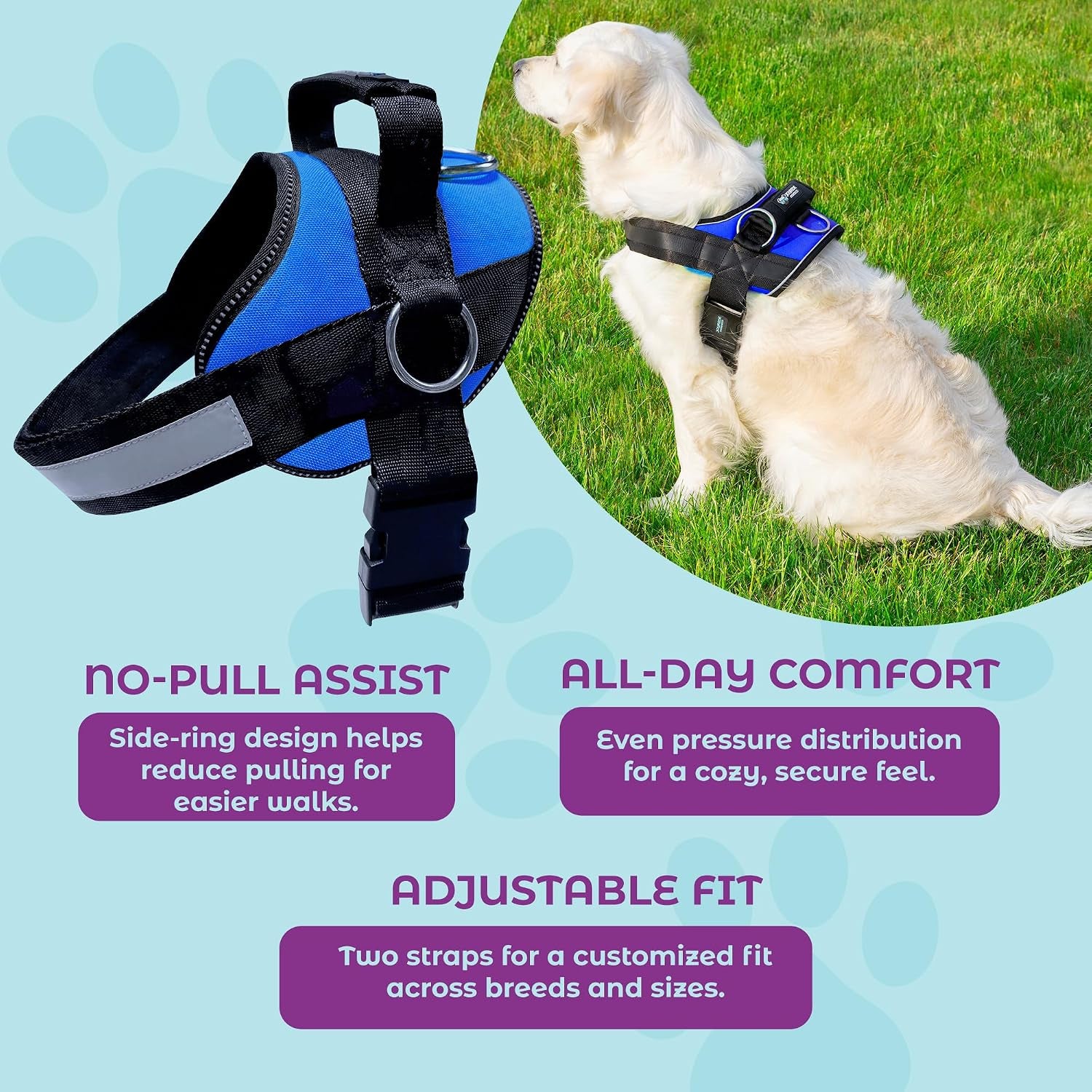 joyride-basic-dog-harness-1-0-blue-serenity-m-adjustable-pet-vest-with-3-side-leash-rings-for-training-walking-and-improved-control-for-small-medium-or-large-dogs