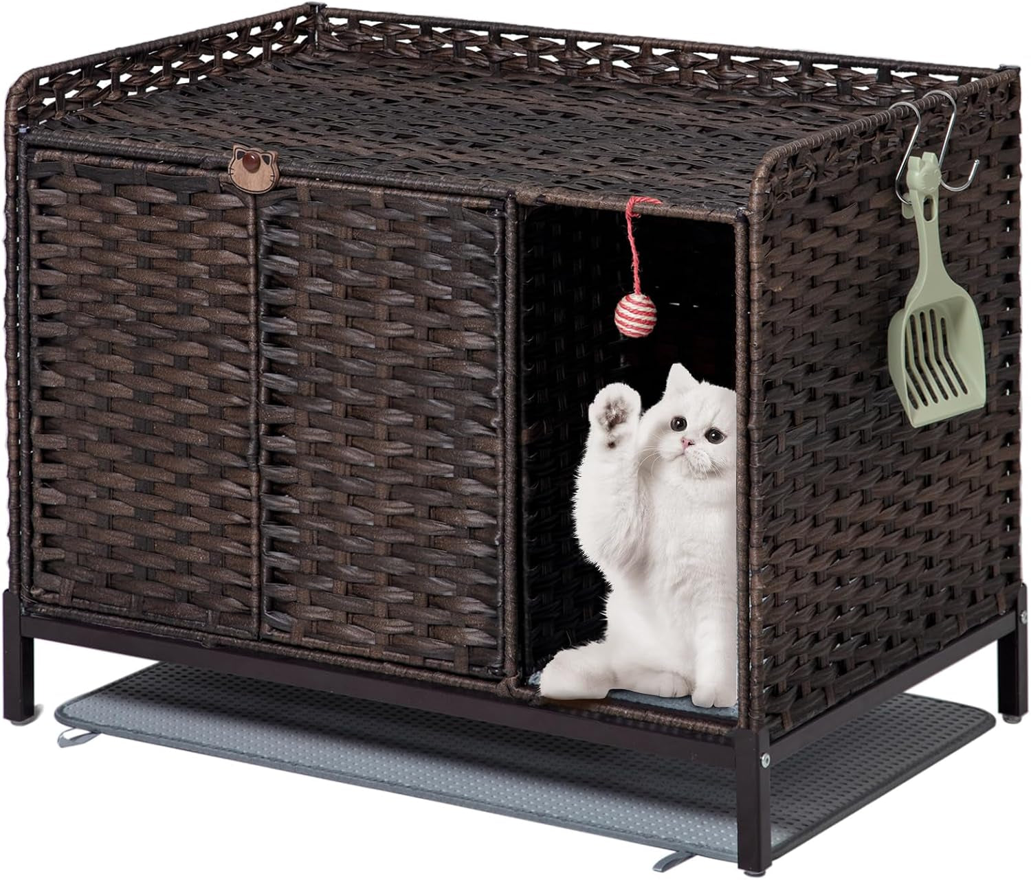 setvson-cat-litter-box-plant-furniture-enclosure-rattan-pe-house-natural-decorative-planter-design-removable-top-for-easy-cleaning-includes-artificial-plants-real-stones-20-x-20-inches