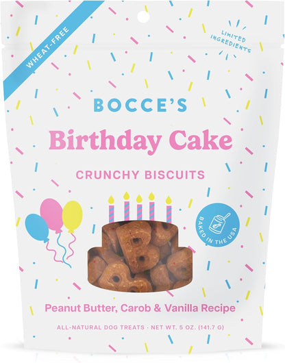 Bocce'S Bakery Birthday Cake Flavor Crunchy Biscuits Dog Treats, 5 Oz | Oven Baked, Wheat-Free Everyday Dog Treat Biscuits - Made with Real, Limited Ingredients and Baked in the USA1