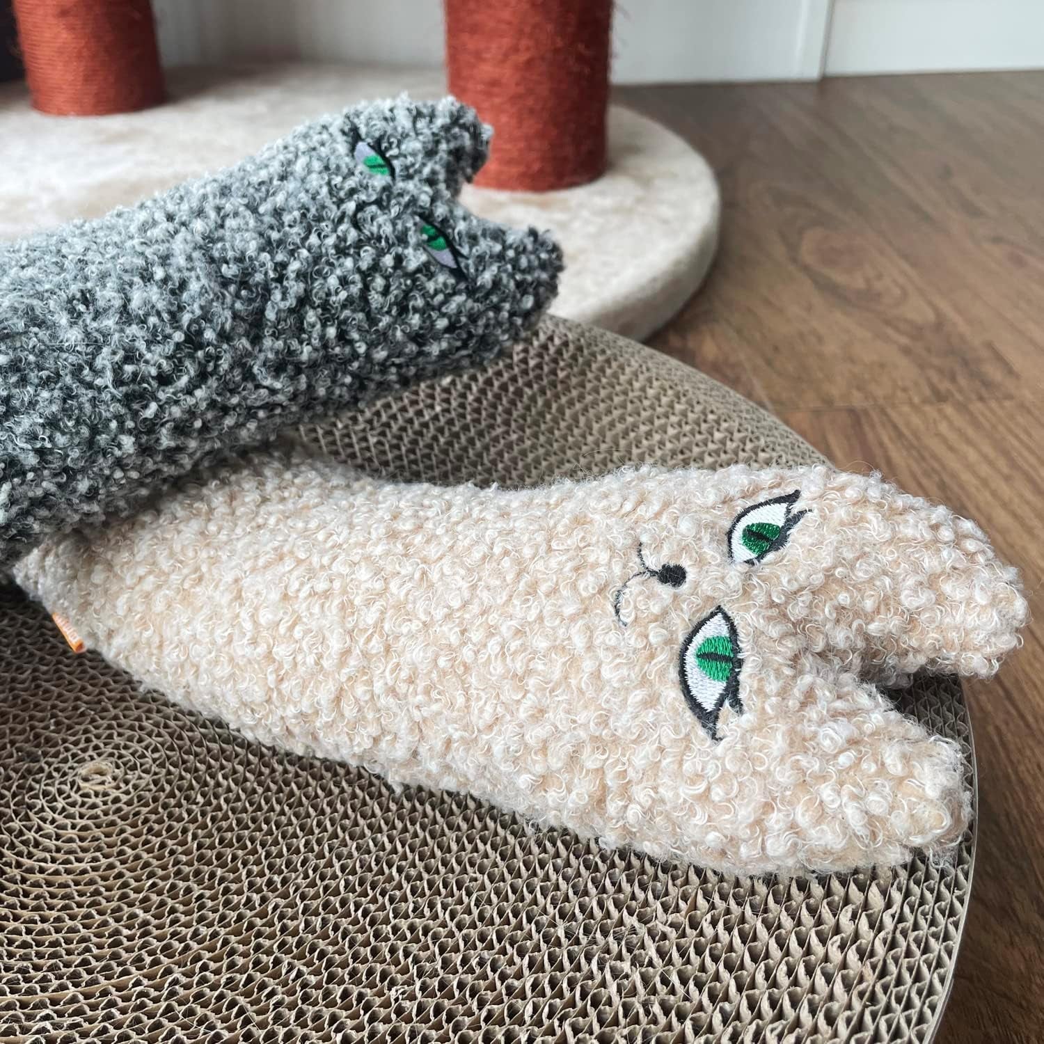 ttcat-14-6-inch-large-curly-plush-pillow-cat-kicker-toy-with-catnip-silvervine-powder-soft-stuffed-cat-chew-toy-with-tail-interactive-toy-for-indoor-cats-and-kittensgrey