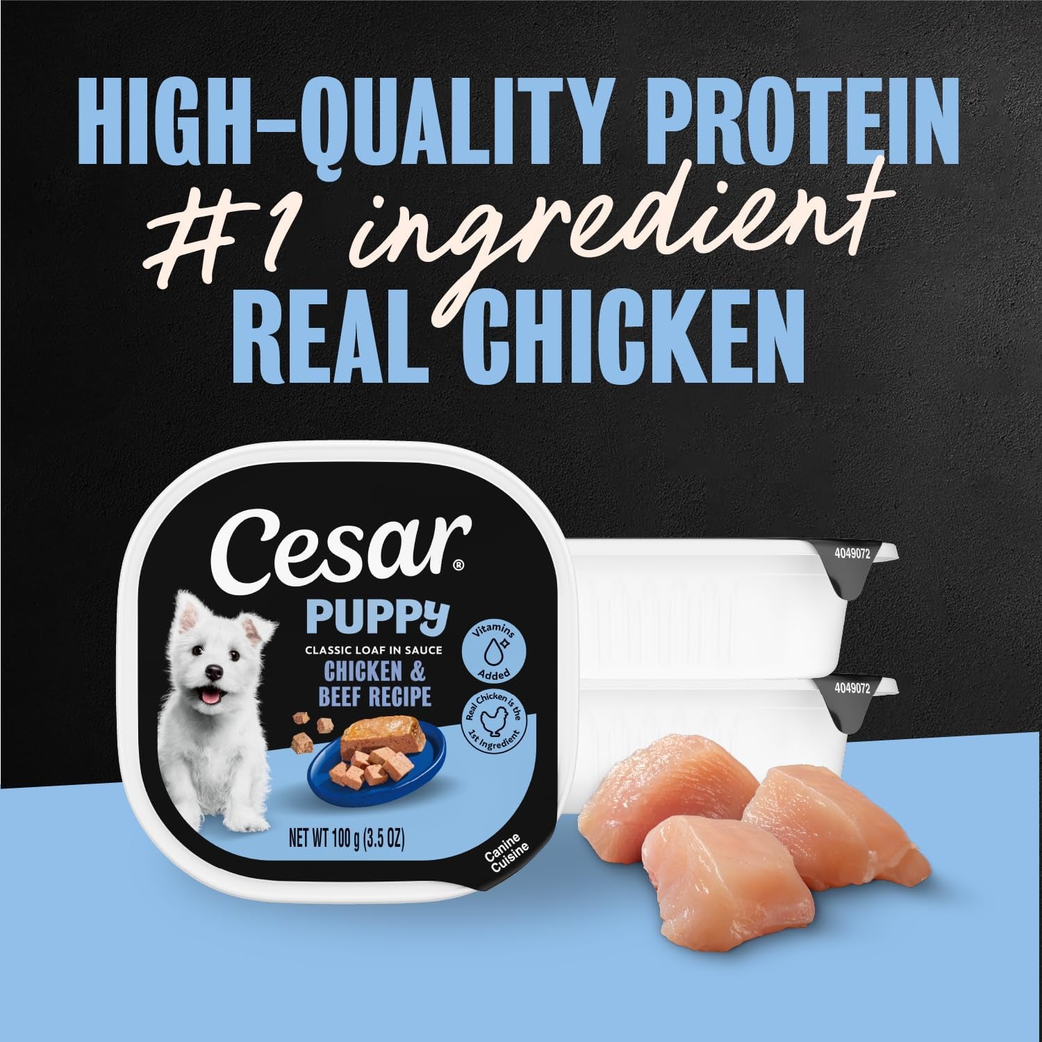 cesar-puppy-classic-loaf-wet-dog-food-chicken-beef-3-5-oz-24-count-real-chicken-1-ingredient-made-in-usa-no-fillers-or-artificial-flavors-essential-nutrients-slow-cooked-easy-peel-trays