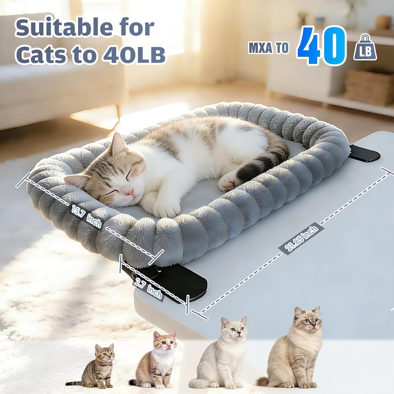 ipow-x-large-cat-bed-heavy-duty-steel-frame-supports-up-to-40lbs-cat-desk-bed-perch-space-saving-90-foldable-with-soft-ultra-plush-faux-fur-for-small-medium-large-cats