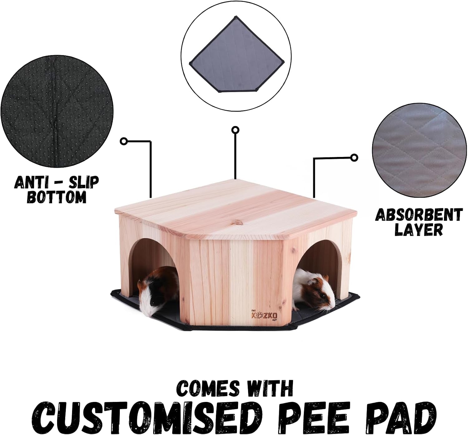 wooden-guinea-pig-corner-hideout-hidey-for-chinchilla-rat-and-hedgehog-with-pee-pad-fully-assembled-dual-entrances-guinea-pig-accessories-by-the-kozko-hut