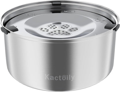Kactoily 3L/101Oz Large Capacity Dog Water Bowl Stainless Steel No Spill Dog Bowls Slow Drinking Dog Water Feeder Dispenser1
