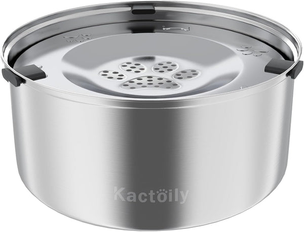 Kactoily 3L/101Oz Large Capacity Dog Water Bowl Stainless Steel No Spill Dog Bowls Slow Drinking Dog Water Feeder Dispenser1
