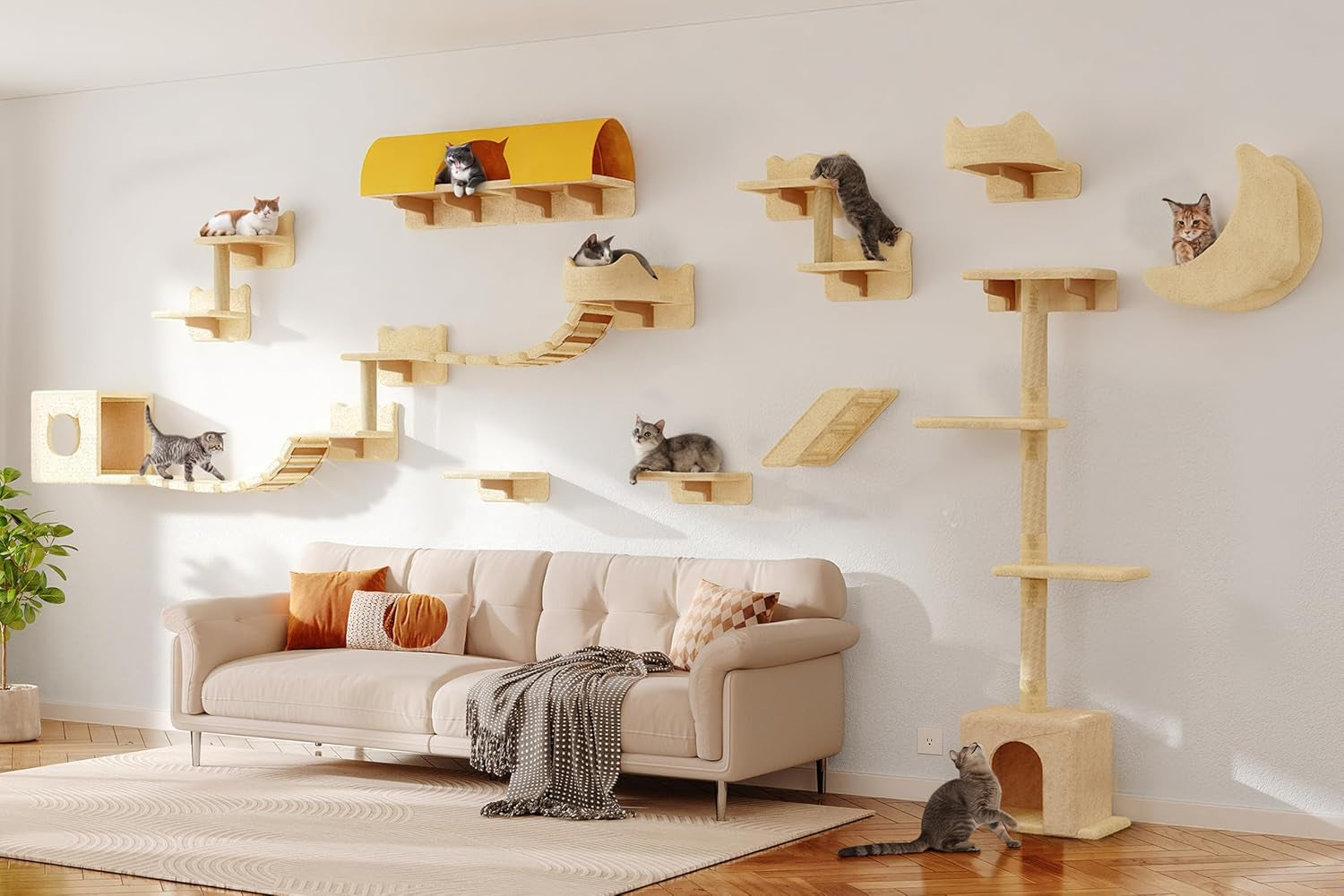 9-in-1-cat-wall-shelves-cat-wall-furniture-set-with-bridge-beige-wall-mounted-cats-shelf-for-space-saving-multi-level-cat-climbing-systems-for-16-inch-drywall-with-scratching-posts-condos