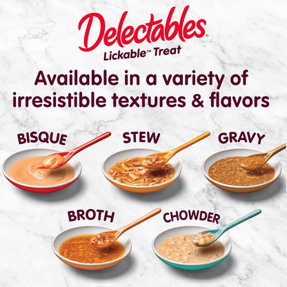 Delectables Lickable Treat Stew Wet Cat Treat Variety Pack, Food Topper, Hydrating, Grain-Free, No Fillers, No By-Products, No Added Preservatives, 1.4Oz Pouch, 12Ct7