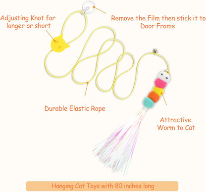 Atosun Interactive Cat Toys, 15PCS Cat Wand and Feather Toys for Indoor Cats, Reusable Suction Cup Toys for Kittens Play Exercise5