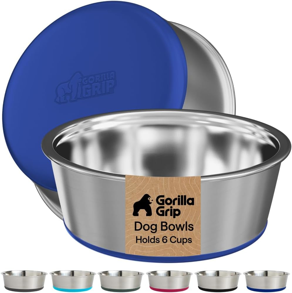 gorilla-grip-dog-bowls-food-grade-304-stainless-steel-holds-2-us-cups-each-16-fl-oz-food-and-water-bowl-for-feeding-dogs-and-cats-dishwasher-safe-rust-resistant-bpa-free-rubber-base-2-set-black