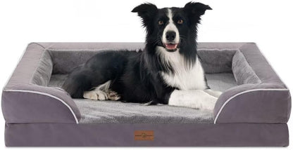 Comfort Expression Orthopedic Dog Bed for Extra Large Dogs with Bolster | Waterproof Dog Couch Bed with Washable Cover & Non-Slip Bottom, Supportive Egg Crate Foam XL Pet Bed, 42X30 Inch50