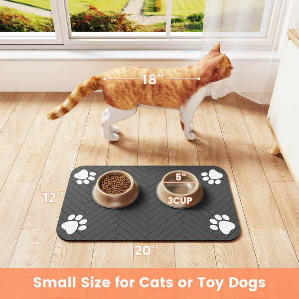 Pet Feeding Mat-Absorbent Pet Placemat for Food and Water Bowl, with Waterproof Rubber Backing, Quick Dry Water Dispenser Mat for Dog and Cat (20"X12", Striped Dark Gray)9