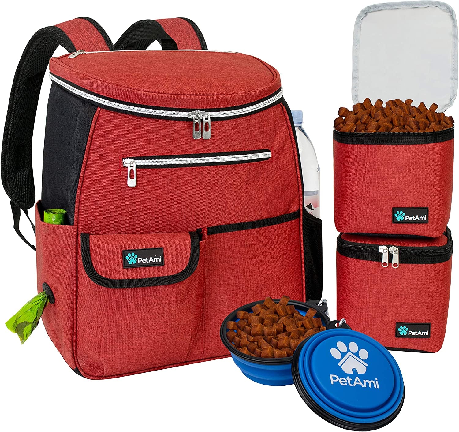 petami-dog-travel-bag-backpack-27l-airline-approved-pet-supplies-organizer-with-2-food-containers-2-collapsible-bowls-poop-bag-dispenser-weekend-road-trip-camping-dog-mom-gift-purple