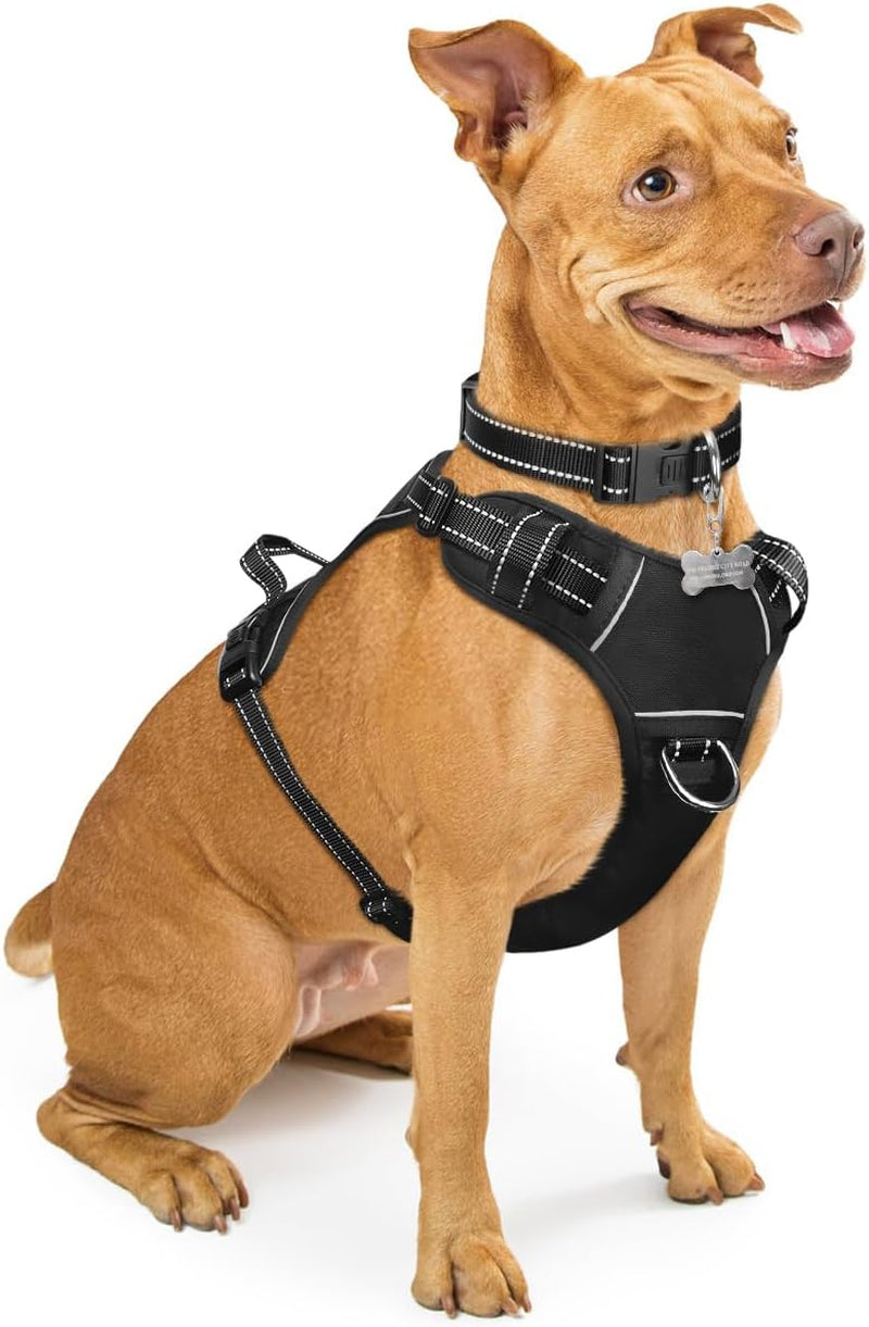 dog-harness-no-pull-pet-harnesses-with-dog-collar-adjustable-reflective-oxford-outdoor-vest-front-back-leash-clips-for-small-medium-large-extra-large-dogs-easy-control-handle-for-walking