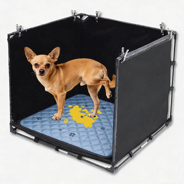 Dog Pee Pad Holder Tray with Washable Pee Pad - Foldable Indoor Potty Station for Small to Medium Dogs, 23.62"X23.62"X17.72",Portable & Reusable Litter Box with High Walls (Small)1