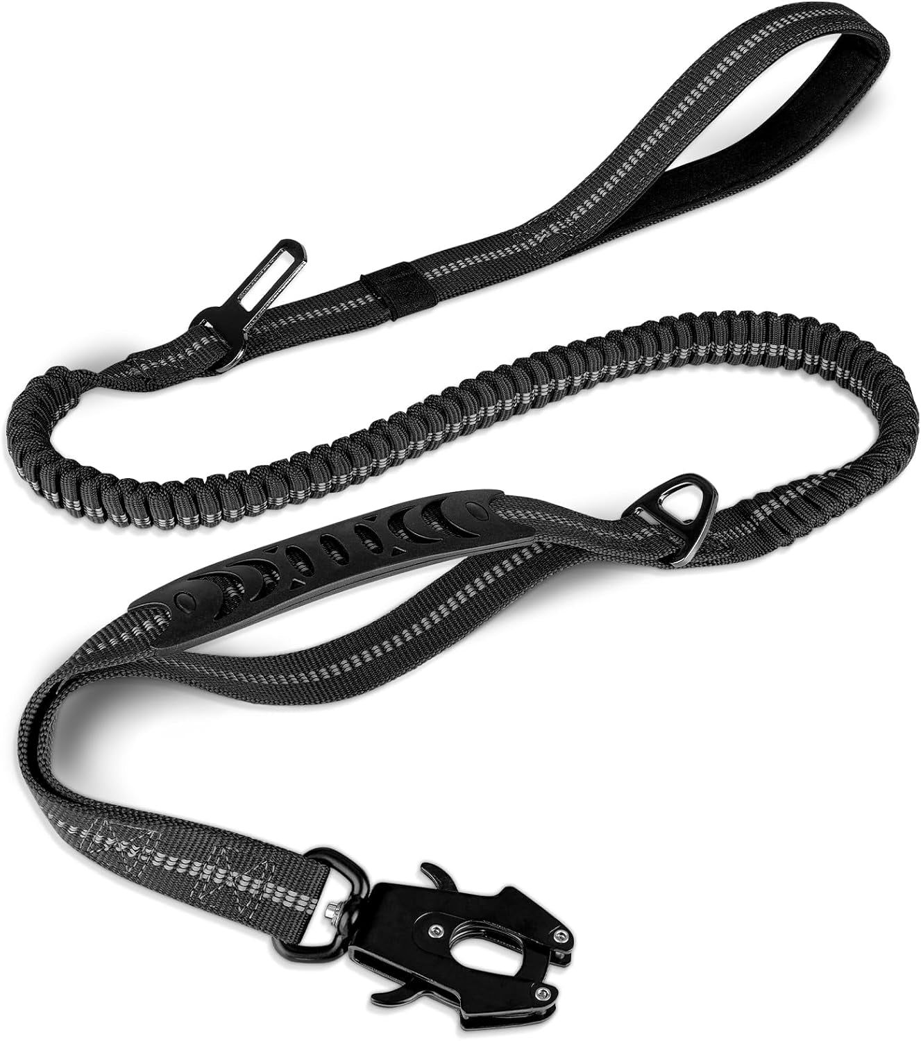 joytale-tactical-bungee-dog-leash-shock-absorbing-no-pull-coyote-brown-for-large-dogs-that-pull-2-padded-handles-for-control-car-seatbelt-clip-reflective-for-night-safety-metal-frog-clip