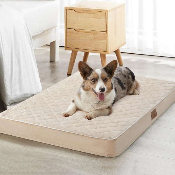 WNPETHOME Orthopedic Waterproof Extra Large Senior Dogs Bed for Comfy Sleeping with Removable Washable Cover, Multi-Needle Quilting XL Crate Bed for Large Sized Dog Relax, Light Grey25