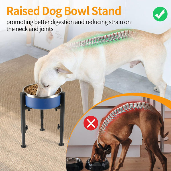 PROERR Single Dog Bowl Stand,Tall Dog Food Stand Adjustable Wide 7-11" Heights 14.5",Metal Elevated PET Bowl Holder Raised Water Feeder for Medium,Large Dog(Bowl Not Included)6