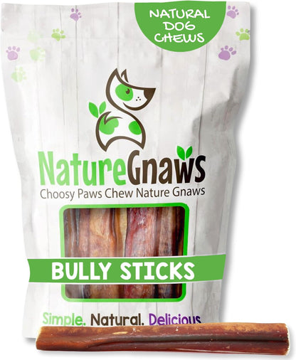 Nature Gnaws Extra Thin Bully Sticks for Small Dogs 5-6" (10 Count) - Long Lasting for Light Chewers and Puppies - Natural Beef Dog Chew Bones19