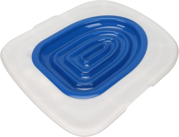 Reusable Cat Toilet Training Kit Universal round Elongated S ABS Trainer Tool for Kittens Pets Litter Box Alternative Potty System (White Tray, 1 Blue Inner Support)7