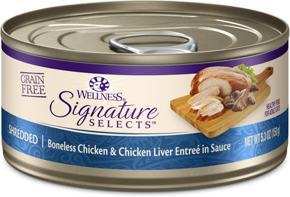 Wellness CORE Signature Selects Flaked Adult Canned Wet Cat Food, Natural, Protein Rich, Grain Free, Skipjack Tuna and Wild Salmon Entrée Recipe, 2.8 Oz, Pack of 12 Cans37