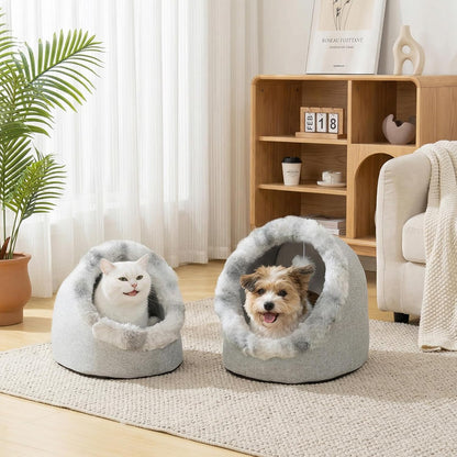 Avont Cat Bed Cave for Indoor Cats, Semi-Enclosed with Washable Cushion | Anti-Slip Bottom, Warm Plush, for Kittens & Small Dogs under 10 Lbs (M)8