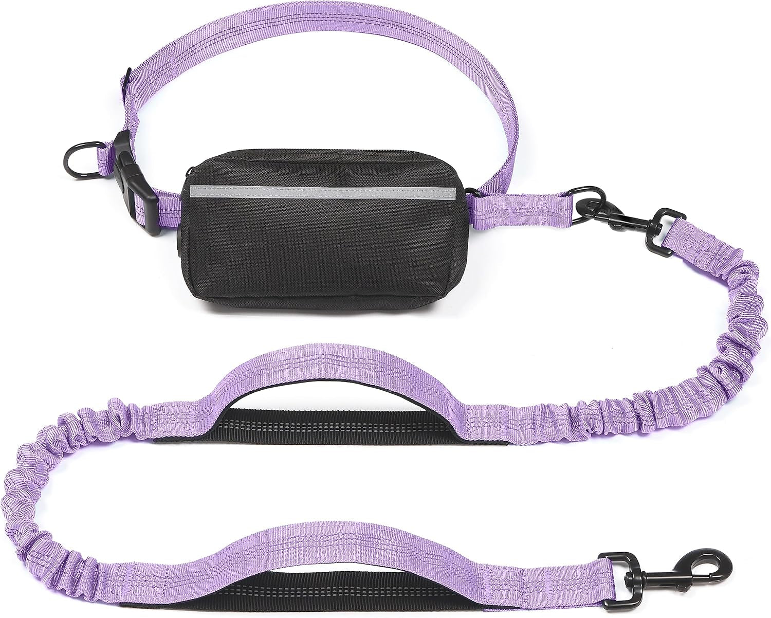 iyoshop-hands-free-dog-leash-with-zipper-pouch-dual-padded-handles-and-durable-bungee-for-walking-jogging-and-running-your-dog-large-25-120-lbs-black